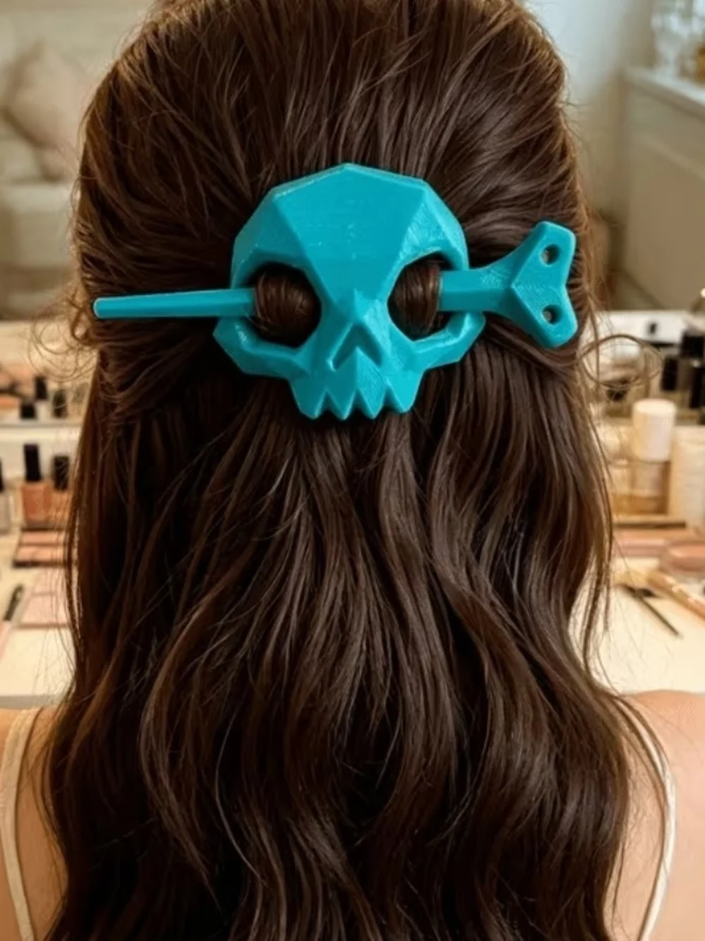 Blue Skull Hair Barrette